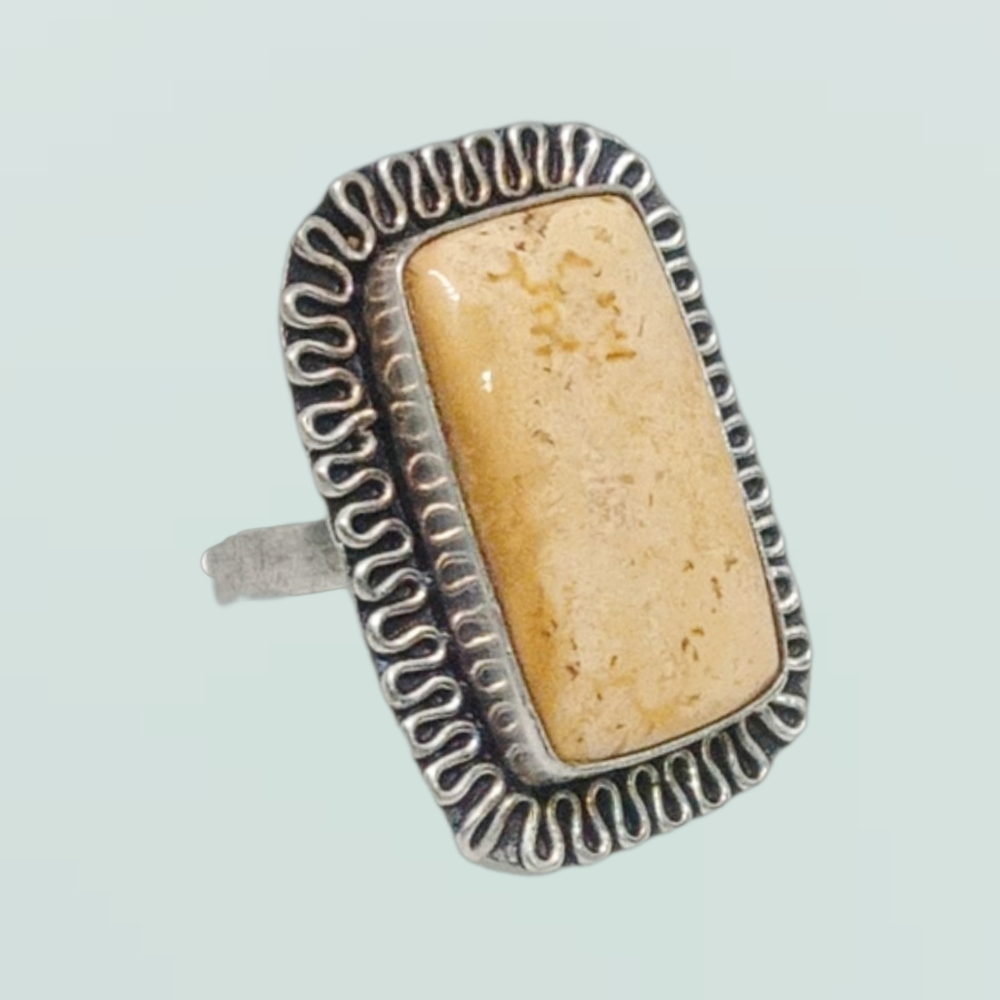 Sterling Silver Jasper Ring – DAMAGED – Puppy Chewed – Read